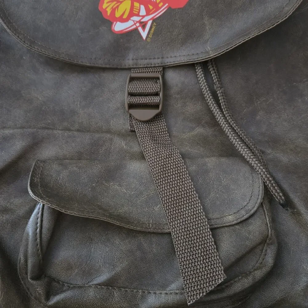 Vintage Disney TailSpin Faux Leather Backpack 90s Cartoon Brown Rare VTG Large